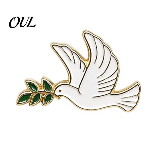 Canvas Bag Brooch Pin, Pigeon Olive Branch Design Lapel Metal Pin Backpack Decorative Badge for School Clothes Accessories Bird