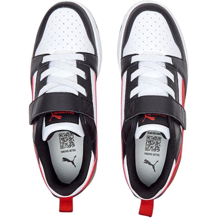 Puma Rebound V6 Lo Ac Универсальные Удобные Низкие Детские Кеды для Скейтбординга Детские Кеды для Скейтбординга Черный Белый Красный 404316-02