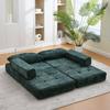 Foldable Sofa Bed with Cushions, Foldable Mattress with Backrest, Comfortable Floor Sofa for Living Room and Bedroom (Dark Green Chenille)