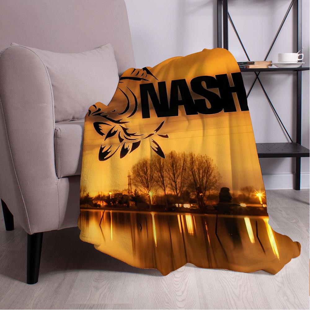 Nash Fishing Logo Throw Blanket Aesthetic Art Flannel Blanket Portable Home Travel Camping Sofa Picnic Thickening Flannel Blank