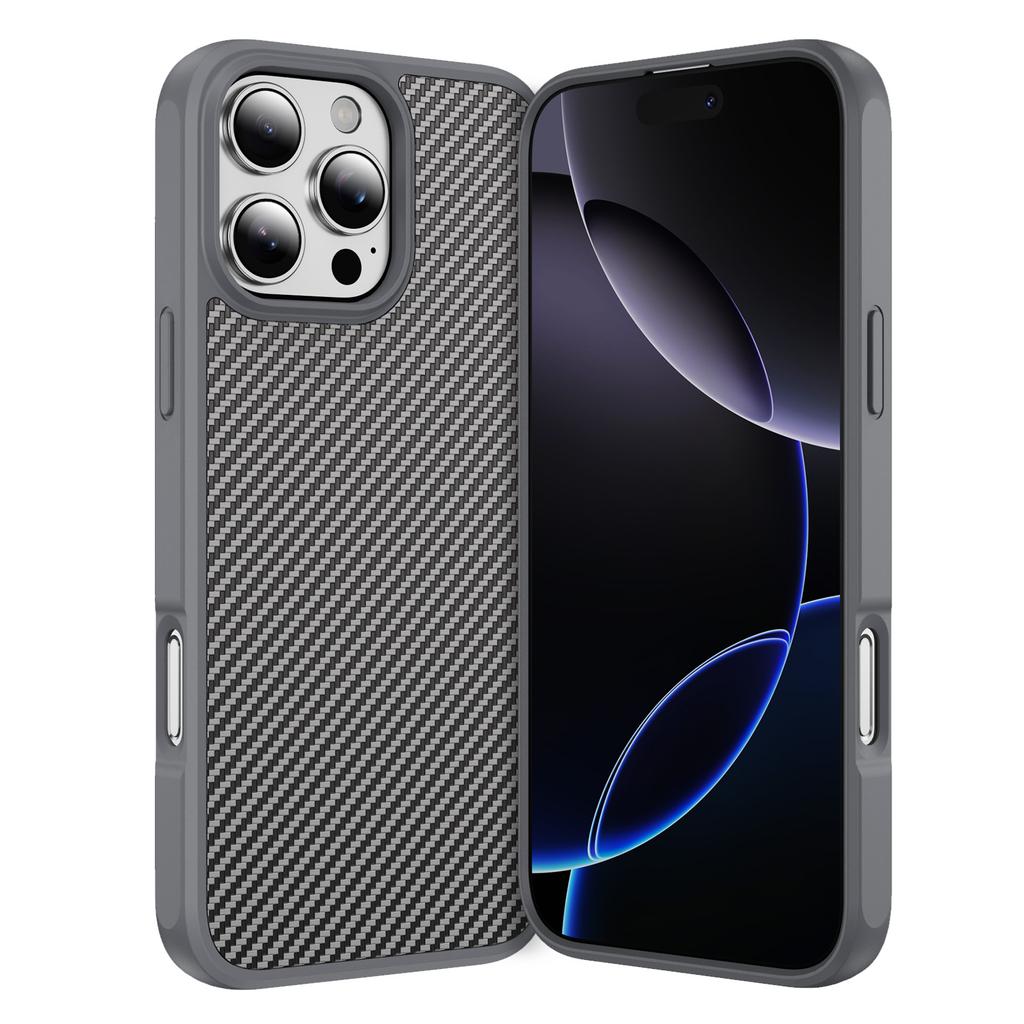 Матовый бампер с текстурой карбона для iPhone 17 Air 16 16E 15 14 13 Plus Pro Max, тонкий, с военной защитой, жесткая задняя крышка