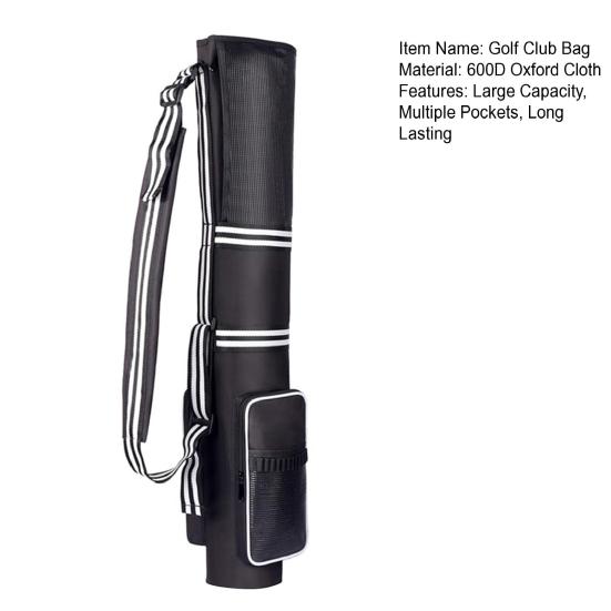 Golf Club Storage Bag with Multiple Pockets Waterproof Adjustable Sling Strap Golf Carrying Bag Golf Tees Organizer