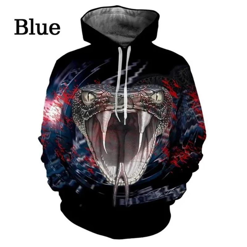 Мода Мужская Женская 3D Толстовка с принтом змеи Личность Креативный принт змеи Топ с длинным рукавом Толстовки Женские Уличная одежда Толстовки