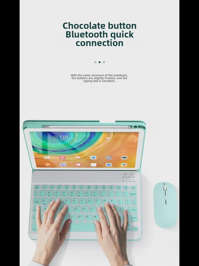 Совместимый комплект Bluetooth-клавиатуры и мыши для Huawei MatePad 10.4/11/V7 Pro/10.8/12.6 с гнездом для стилуса