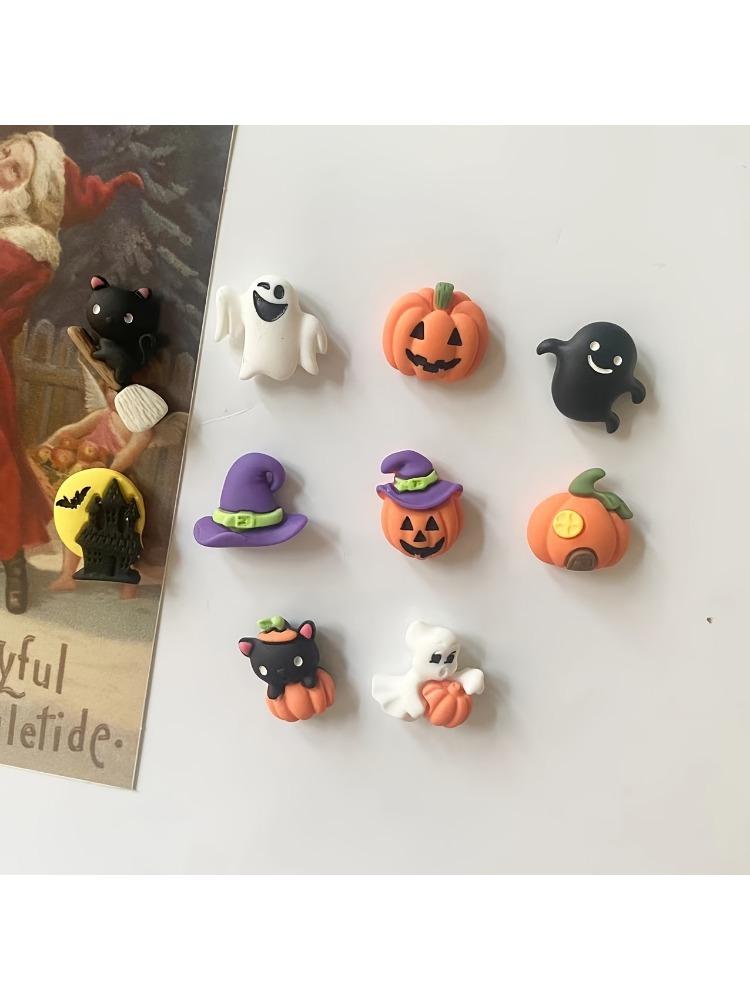 10Pcs Mini Halloween Cartoon Pumpkin Resin Refrigerator Magnets for Home Decor Cute Magnets