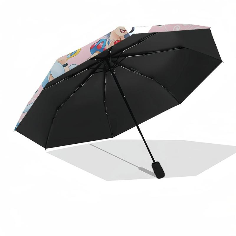 Princess Themed Travel Umbrella-8 Ribs Automatic Opening and Closing, Portable Folding Design, Compact and Stylish Umbrella