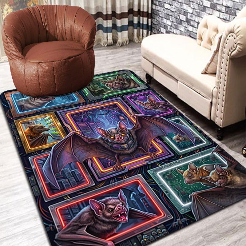 Cybernetic Bat Compilation Pattern Rug Floor Mat for Living Room or Bedroom Soft and Comfortable Carpet a Gift for Birthday and Holiday.