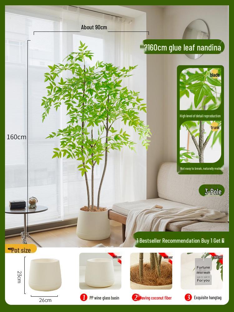 Nandina Bionics Artificial Tree: Elegant Indoor Decor, Large Potted Floor Plant