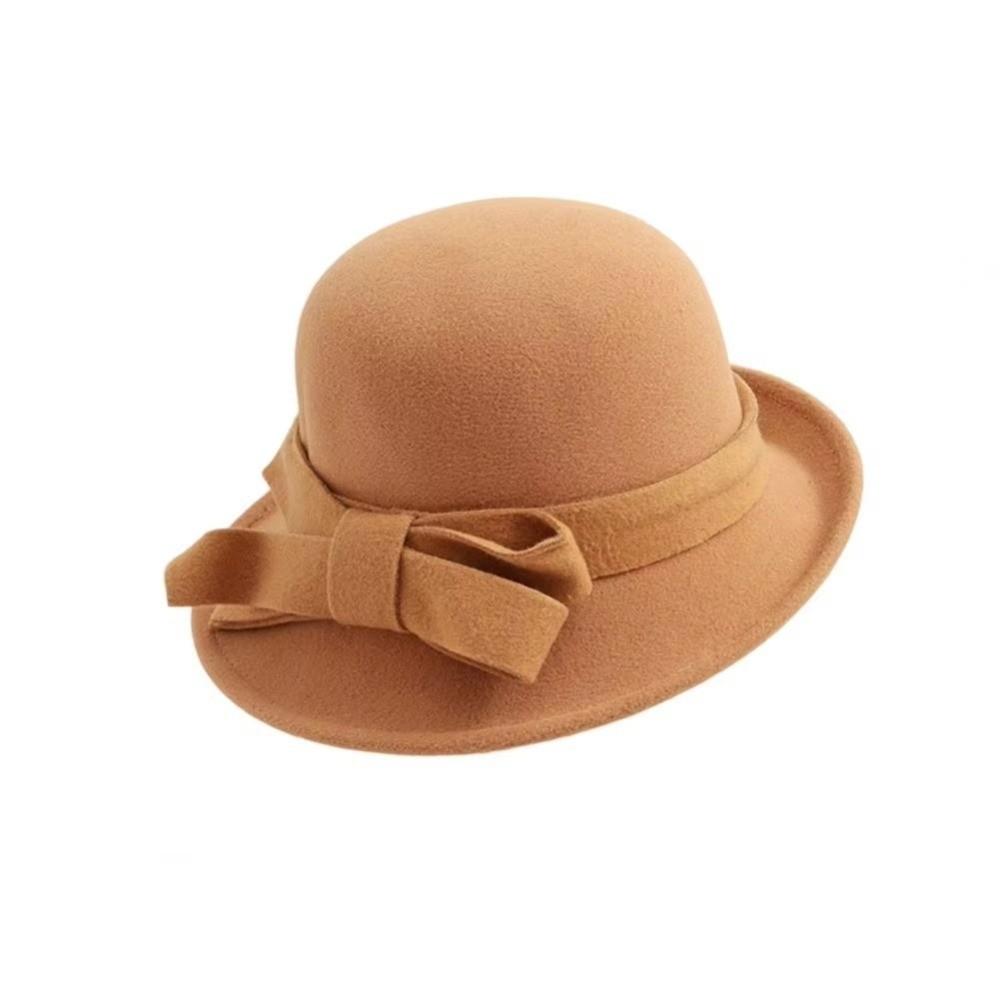 French Style Wool Bucket Hat Felt Mourning Cap Vintage Panama Hat Party