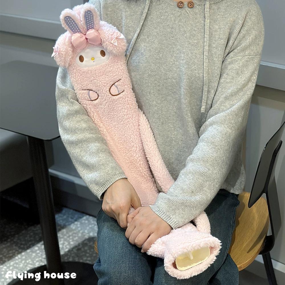 Winter Long Water-Filled Cartoon Plush Hot Water Bottle for Warming Feet and Hands, Long Heating Water Bag for Applying to the Stomach