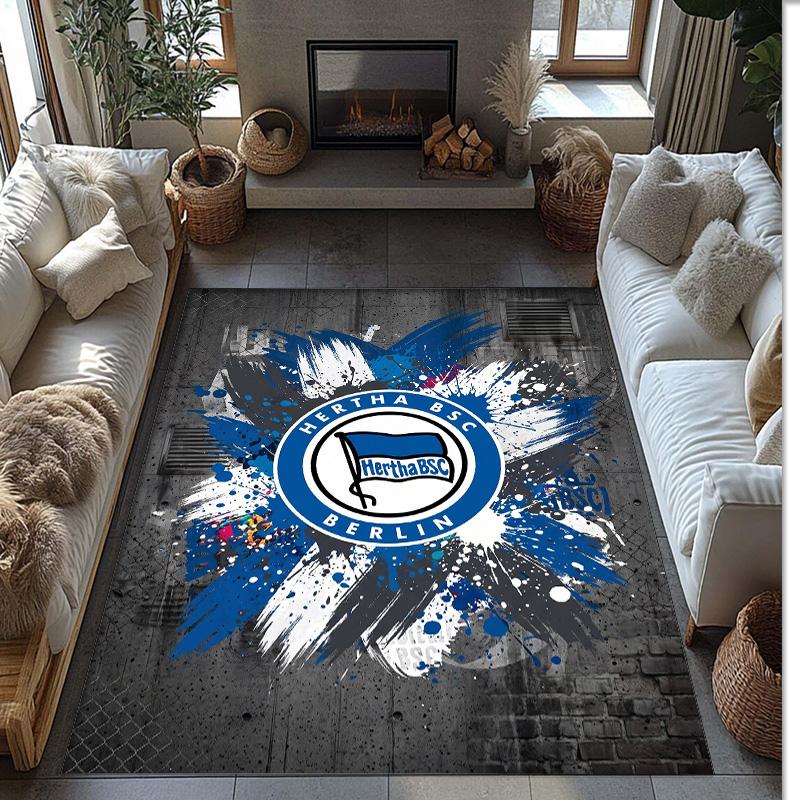 hertha bsc FC Soccer Football Pattern Soft Area Rug Non Slip Indoor Floor Carpet Sports Decor Mat for Bedroom