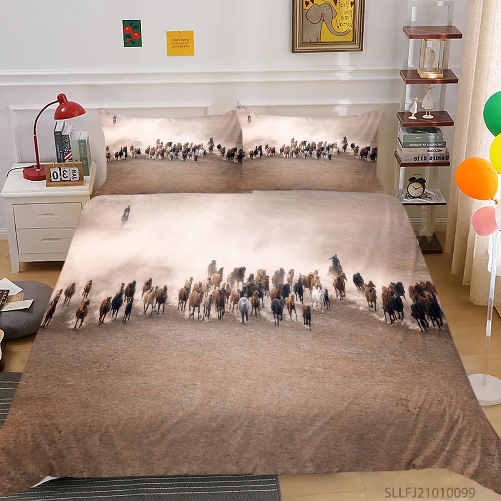 3D Forest Pattern Deluxe Home Bedding Set Full Size Quilt Cover and Pillowcase Landscape Print Washable and Comfortable Bedroom Bedding