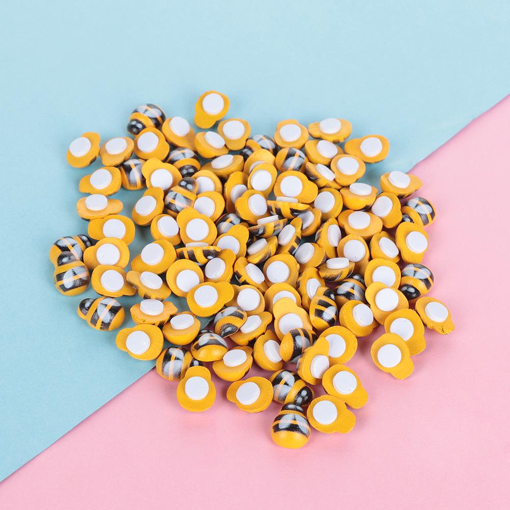 100pcs Wall Art Fridge Decals Baby Toys Self-adhesive Scrapbooking Wooden Bee Sponge Sticker