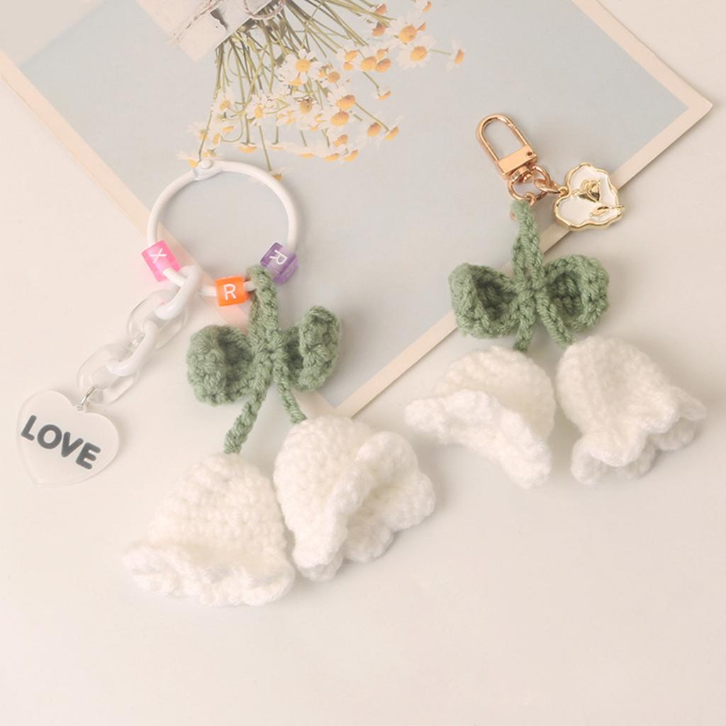 Ландыш Брелок Подвеска Чехол-мешочек для наушников Украшения для телефона Ручная работа Цветок Вязаный Брелок Украшение