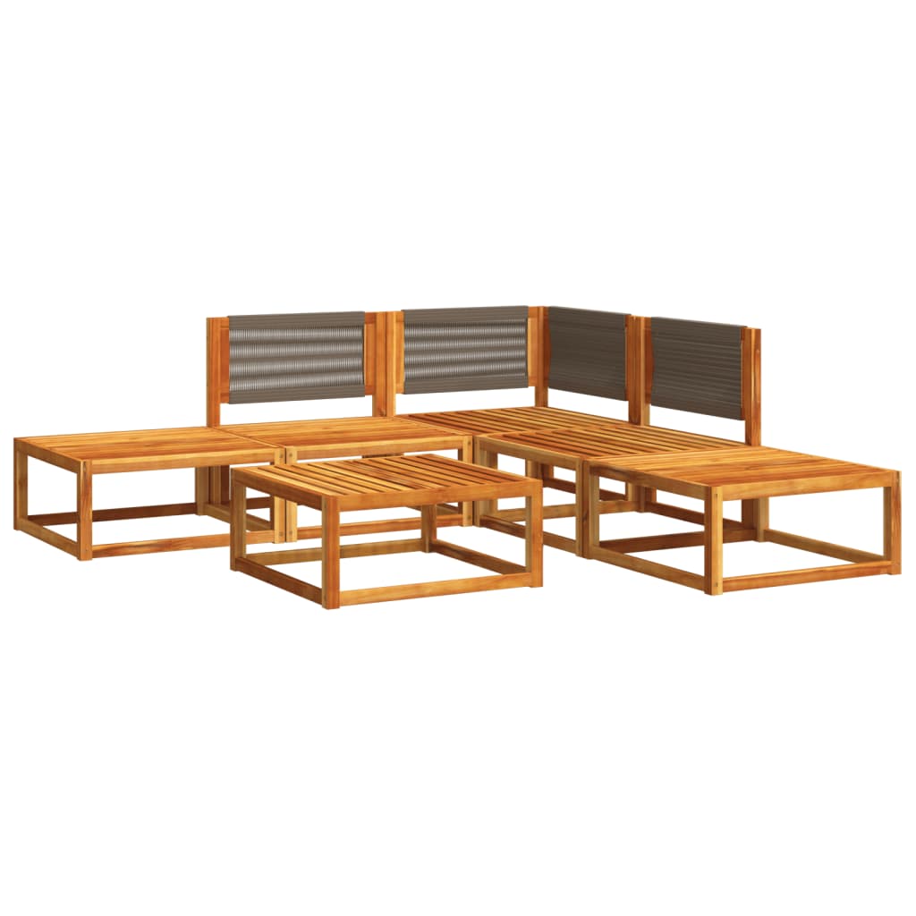 6 Piece Garden Sofa Set with Cushions Acacia Wood & Rope