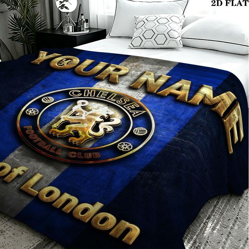 1PC Chelsea F Custom Name Patterned Flannel Blanket Suitable For All Seasons for Home Decor Warmth and Comfort Gifts Holiday Present