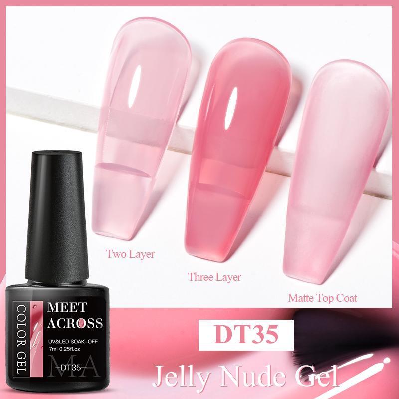 MEET ACROSS 1 Bottle 7ml Jelly Amber Gel Polish Translucent Jelly Nail Gel Manicure UV LED Semi Permanent Soak Off Nail Polish