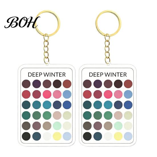 Makeup Color Guide 2Pcs Palette Keychain Pendant, Clear Acrylic Season Analysis Swatches Wardrobe Matcher Keychain, Card, Gifts for Fashion
