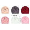 Solid Color Infant Turban Hat Elastic Baby Beanie Cap with Bowknot Decor Fashionable Headdress Cosy Newborn Accessories