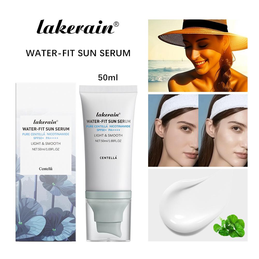 Lakerain Water-Fit Sun Serum Pure Centella Nicotinamide Lightweight Hydrating Facial Sunscreen Daily UV Protection Skincare for Women
