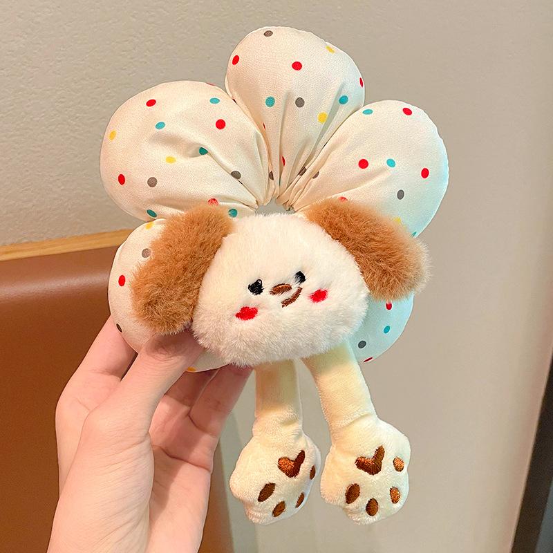 1pc Children Fun 3d Doll Hair Circle Duckling Cat Shaped Large Intestine Circle Girl's Heart Full Hair Tie Headrope Accessories