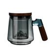 Wood Handle Glass Tea Cup with Tea Infuser with Lid Tea Maker Smooth Surface Tea Pitcher  Teaware