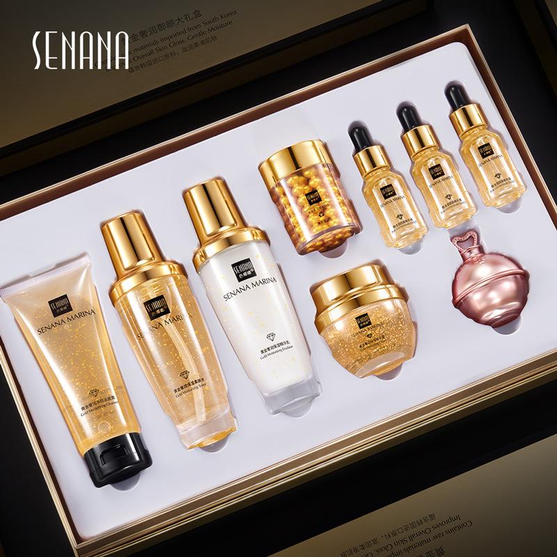 Golden Luxury Moisturizing Gift Box Moisturizing and Reducing Fine Lines and Fine Pores Skin Care Set