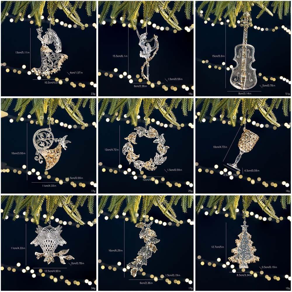 Acrylic Christmas Tree Ornaments DIY Crystal Hanging New Christmas Crystal Pendants Indoor Outdoor