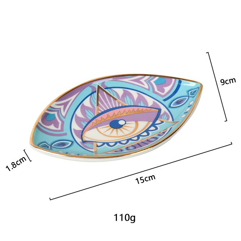 1pc Ceramic Jewelry Storage Tray Turkish Evil Eye Desktop Organizer for Rings Earrings Keys Trinket Plate Home Decor Accessorie