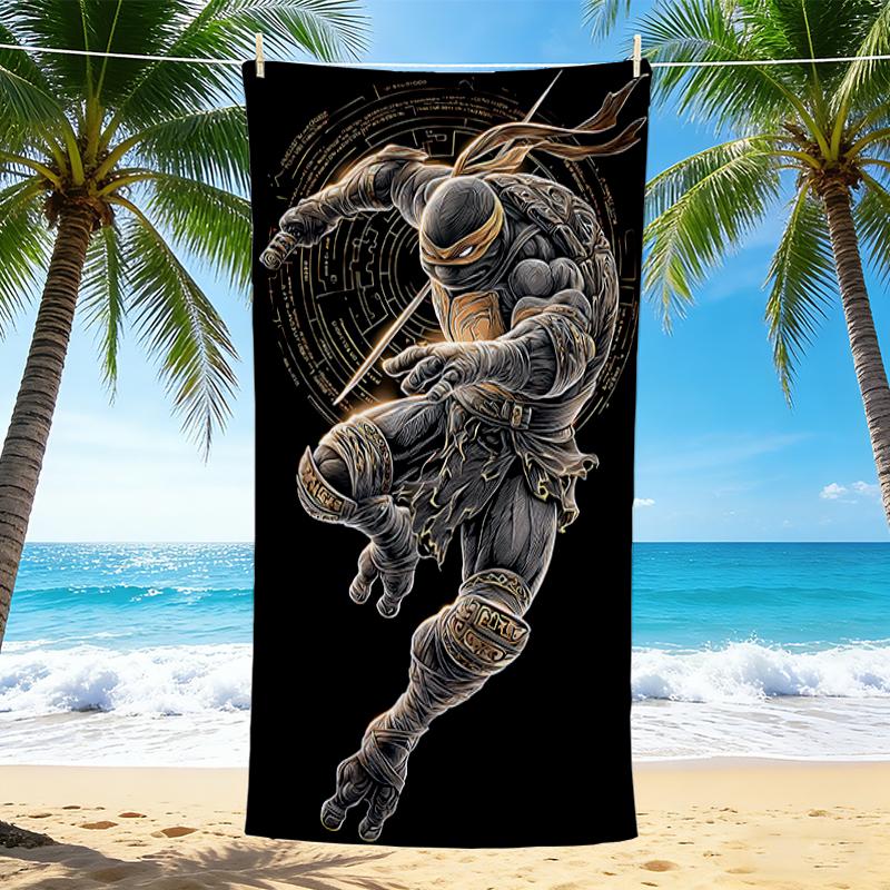 1Pc Ninja Turtle Action Beach Towel, Quick Dry, Multi-Use for Beach Pool Gym Yoga Home Travel, Christmas, Halloween, Xmas Gift M929429