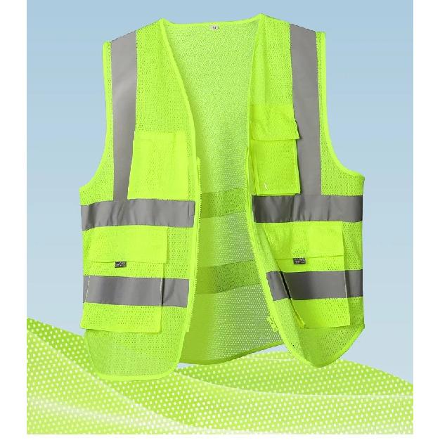 Hi Vis VIZ Excutive Vest High Visibility Reflective Mesh Vest Multi-pocket Safety Vest With Reflective Stripes Mens Summer Vest