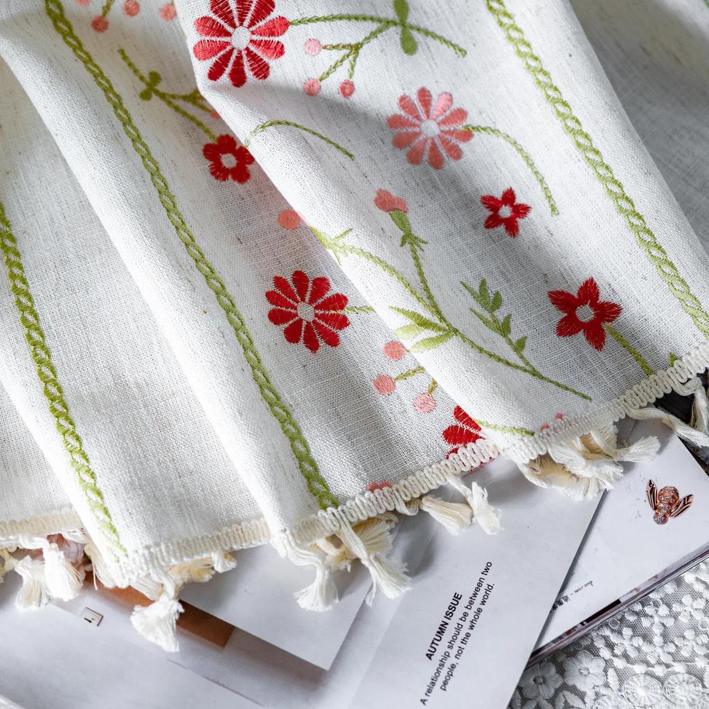 Шторы в стиле бохо с бахромой в винтажном стиле для гостиной, спальни, вышитые шторы для раздвижных дверей в фермерском доме с кисточками, карманные шторы