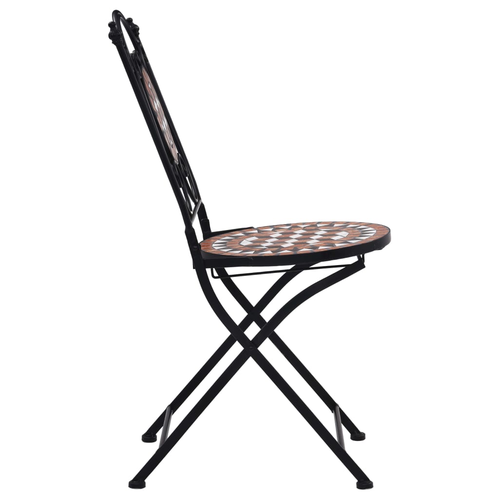 3 Piece Bistro Set with Mosaic Ceramic Terracotta Design