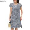 Летнее повседневное женское платье с коротким рукавом и принтом