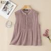 Женские летние повседневные свободные топы без рукавов с круглым вырезом