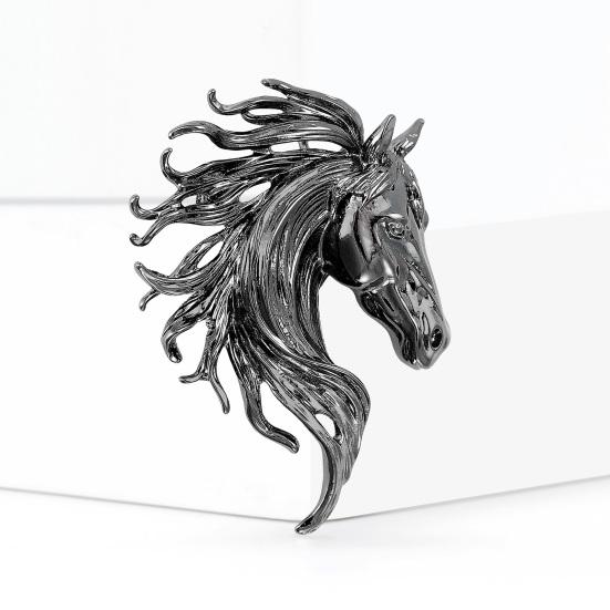 Brooch Pin Retro Style Horse Head Design Anti-oxidation Anti-rust Brooch Sweaters Hats Bags Fashion Accessory