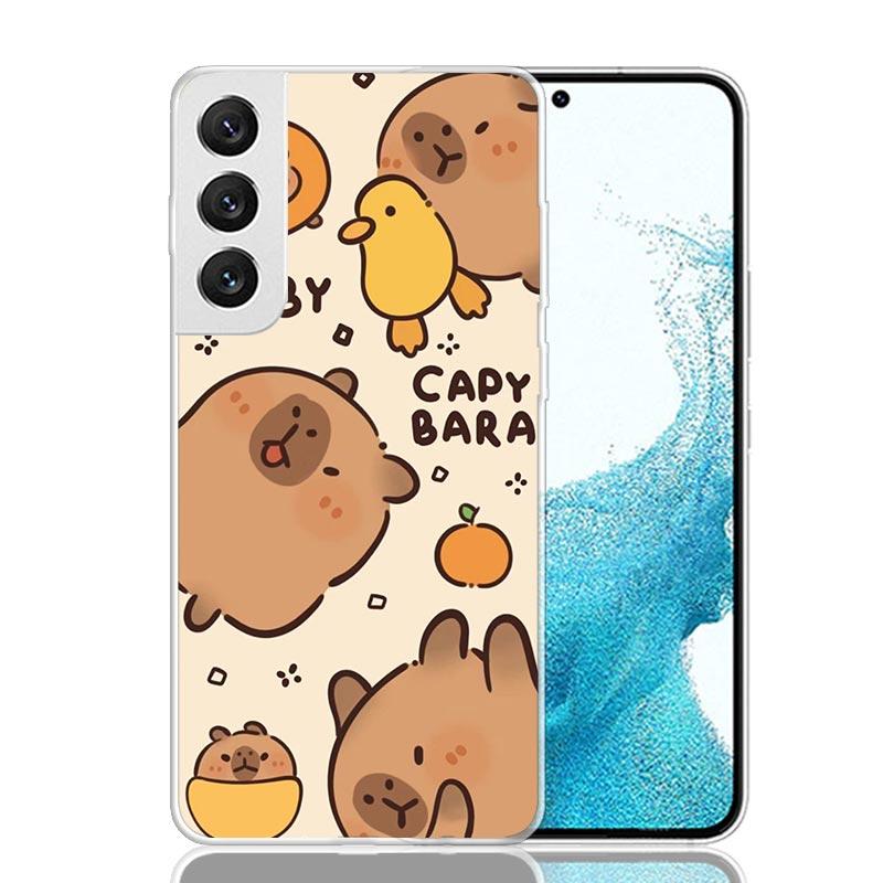Funny Capybara Cartoon Animal Phone Case For Samsung Galaxy S26 Ultra S23 S24 S25 Edge S20 FE S21 S22 Plus Soft Print Shell Cove