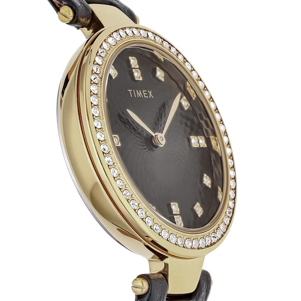 [TIMEX] Часы Timex Adoon с черным циферблатом из латуни и минерального стекла, кварцевый японский механизм, 32 мм, американские часы TW2V45100, женские