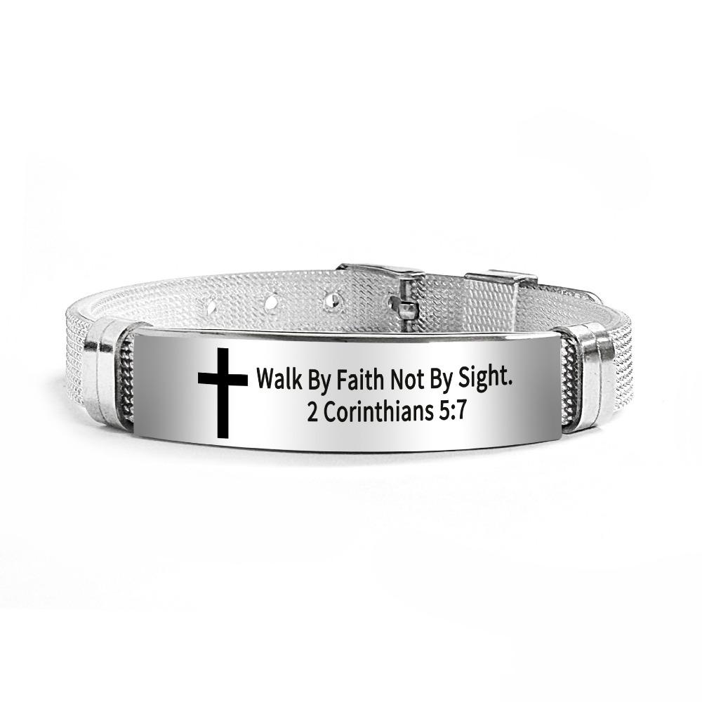 Silver Family Friendship Bracelet Adjustable Cross Braclets Bible Verse Bracelet for Men Women