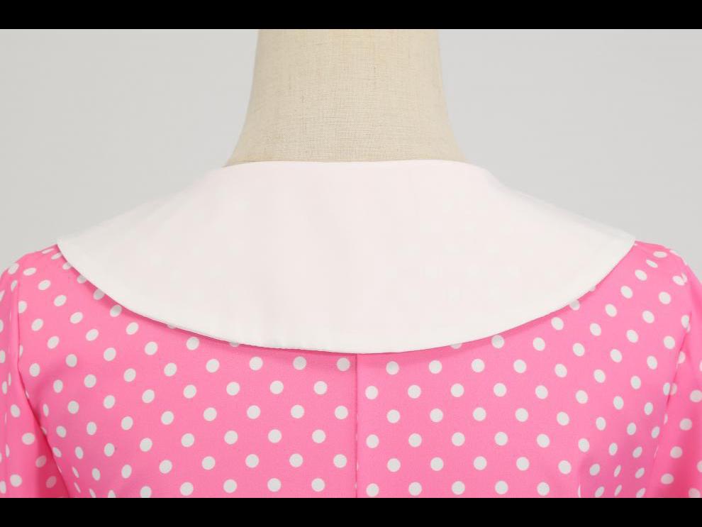 Ретро 2023 г. Платье-халат Одри Хепберн в горошек с отворотом