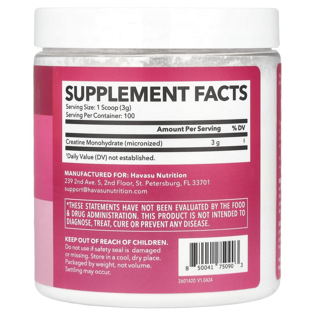 Creatine Powder for Women, Unflavored, 300G (10.6Oz)