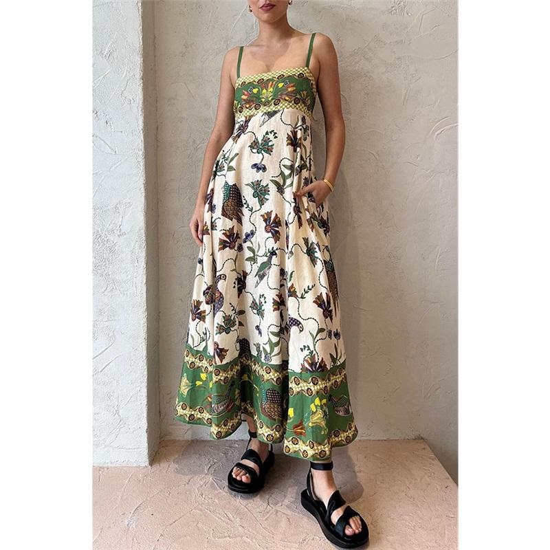 Женское длинное льняное платье с принтом на шее, 9 цветов, платья-халат