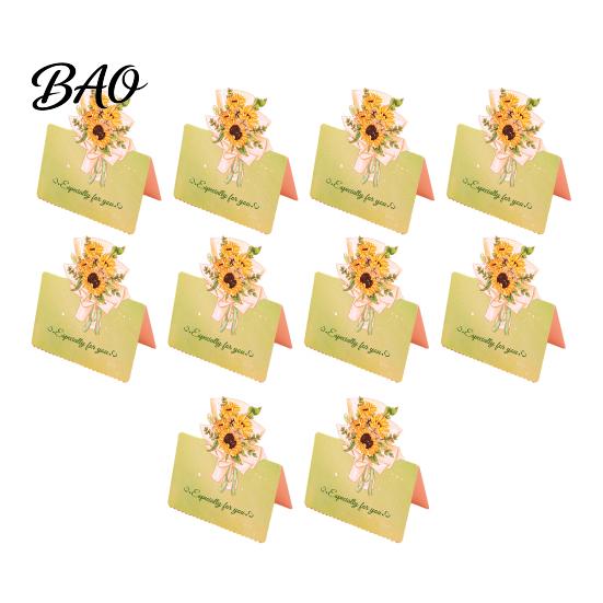 Holiday Blessing Card 10Pcs 3D Bouquet Greeting Card, Thank You Best Wishes Kit Folding Floral Note for Mother's Day Father's Birthday Thick
