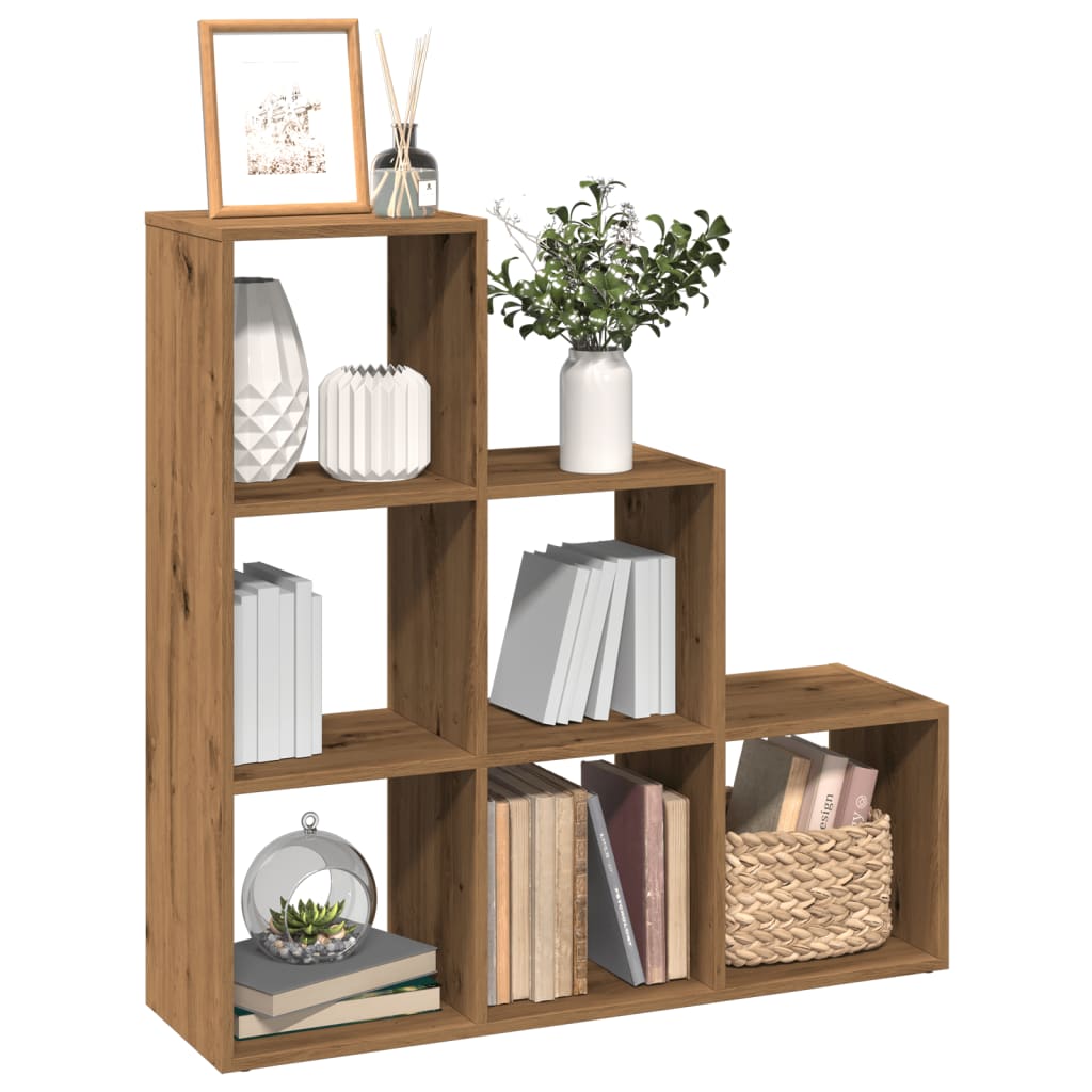 Room Divider Bookshelf 3 Tier Artisan Oak Style 99 x 29 x 99 cm
