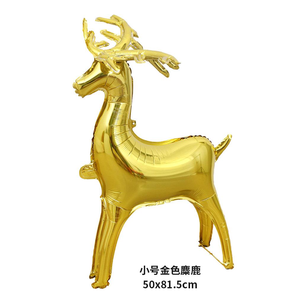 Рождественская коллекция Украшение для вечеринки 3D Золотой олененок Стоящий лось Форма Алюминиевая фольгированная гелиевая фигура