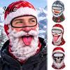 Holiday Costume Mask Christmas Santa Claus Face Mask, Funny Print Balaclava Windproof Milk Silk Headgear Fiber Neck Gaiter Cover for Outdoor
