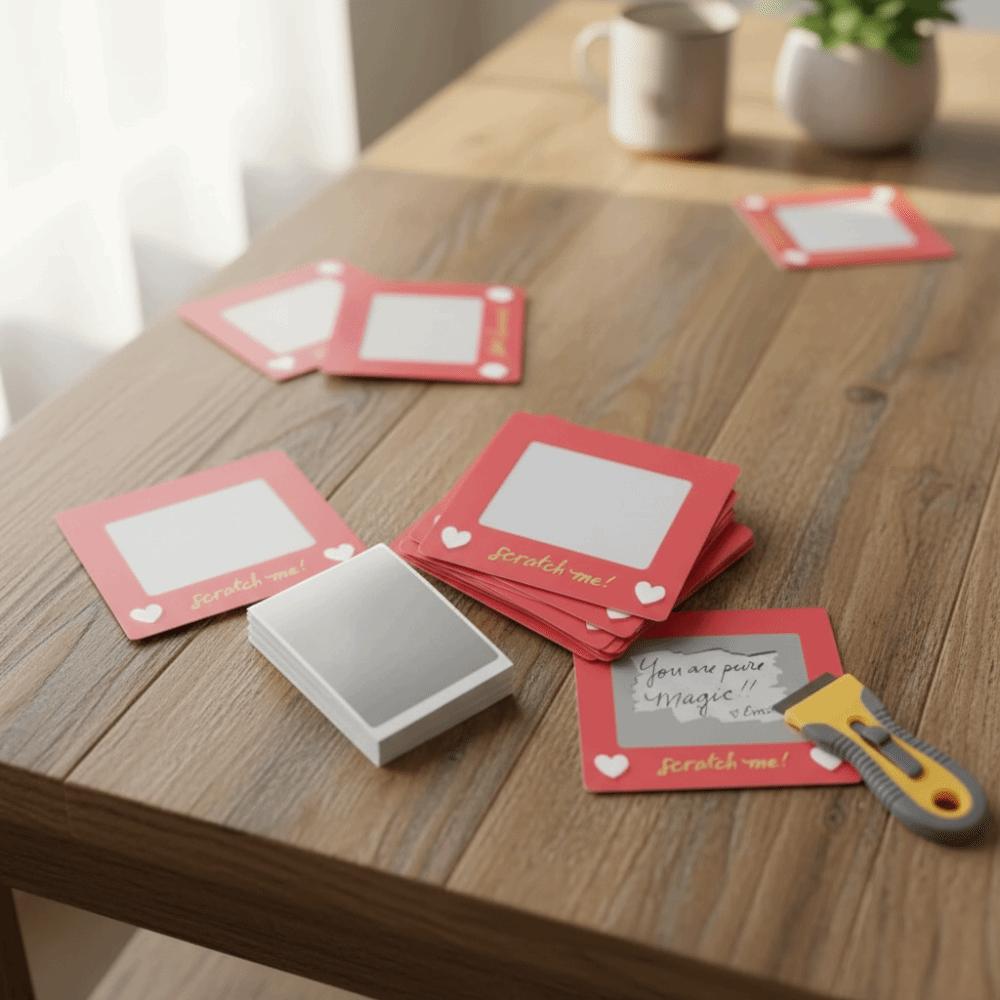 10pcs DIY Valentine's Day Scratch-off Card Red Anniversary Game Tickets Confession of Love