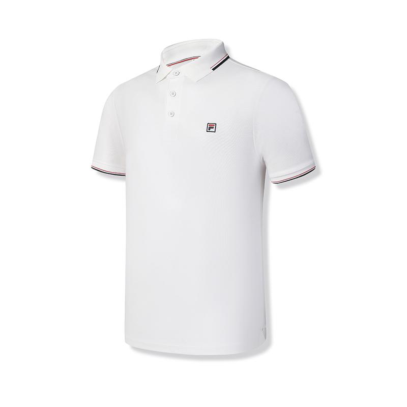 Fila Athletics Tennis Fashion Comfortable Simple Casual Sports Knit Short Sleeve Polo Shirt Men Tops Jade-White A11M523146F-WT