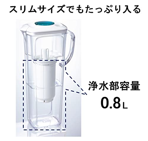 [Эксклюзивно на Amazon.co.jp] Кувшин-фильтр для воды Toray Trevino (Высокоскоростная фильтрация) Компактный [Помещается в карман дверцы холодильника] Сделано в Японии