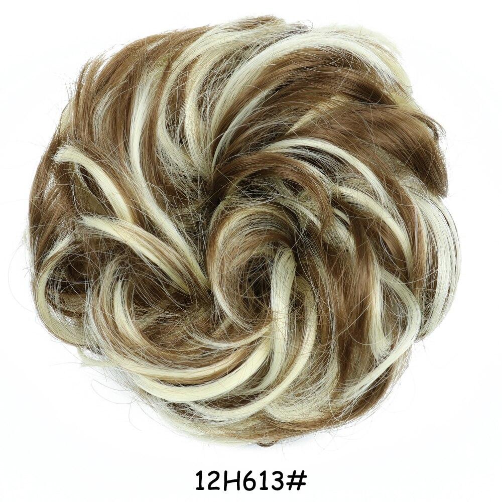 MISS WIG Women Messy Chignon Donut Hair Bun Fake Hair Elastic Chignon Synthetic Fiber Hairpiece Gray Black Brown Color